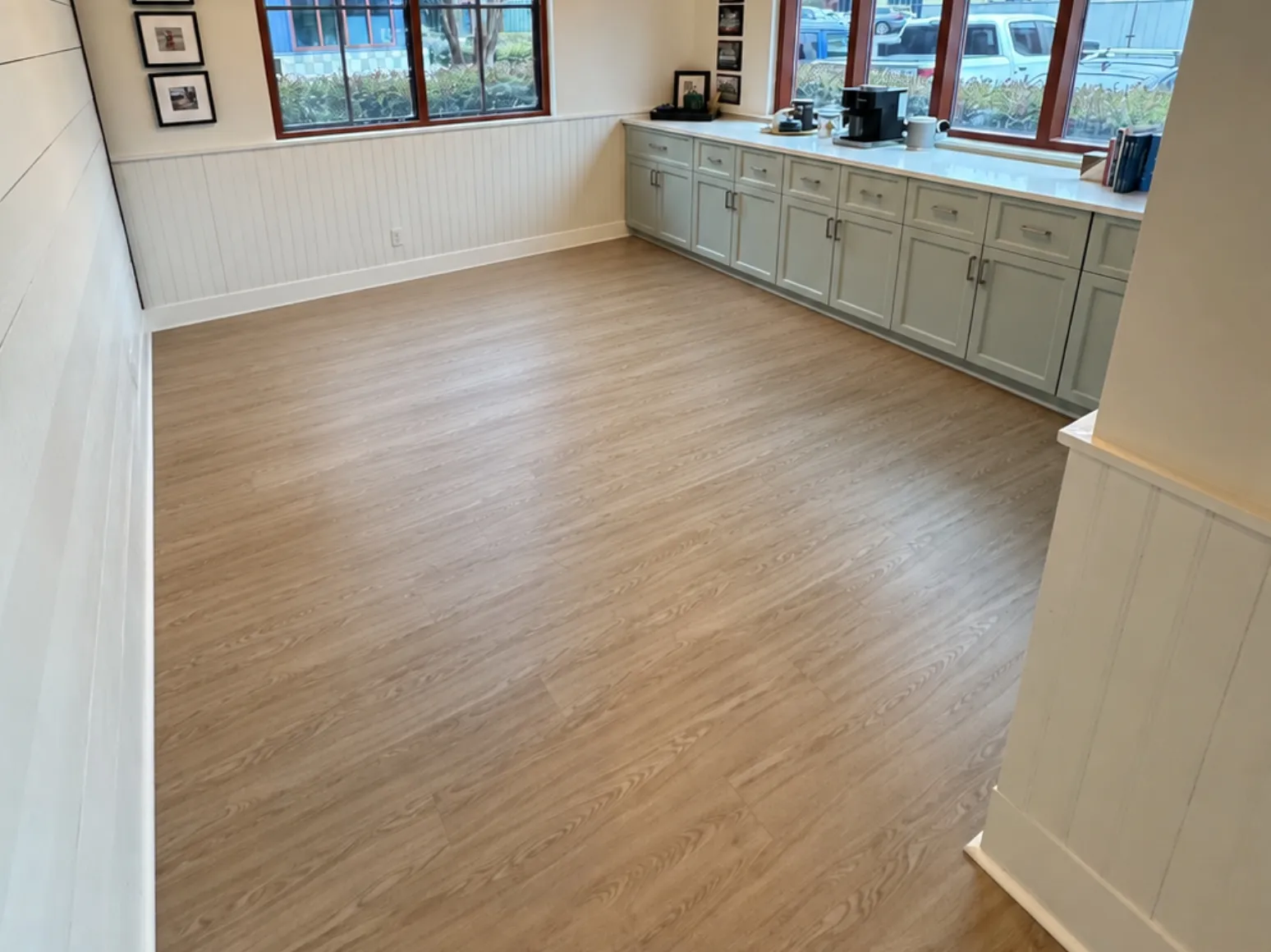 After luxury vinyl plank installation: Sunroom, old adhesive subfloor to LVP